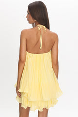 Major Crush Pleated Mini Dress Lemon