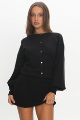 Azari Buttoned Knit Mini Dress Black