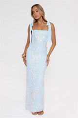 Lantern Light Love Sequin Maxi Dress Blue
