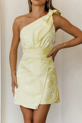It Girl Approved One Shoulder Mini Dress Yellow
