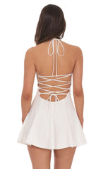 Bust Fit and Flare Dress in White