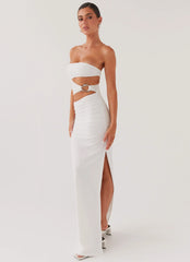 Into Pieces Mesh Maxi Dress - White