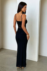 Camille Ruched Maxi Dress - Black