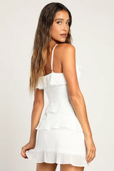 Terrifically Trendy White Tiered Ruffled Mini Dress