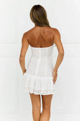 Little Flirty Strapless Lace Mini Dress White