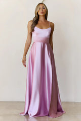 Soaked In Beauty Satin Maxi Dress Rose