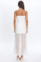 Arlise Strapless Lace Maxi Dress White