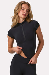 Soft Active Quarter-Zip Top in Black