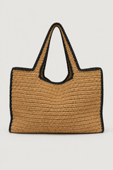 NATURAL STRAW WOVEN TOTE BAG