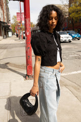 CROPPED BLOUSE WITH BOW PATTERN