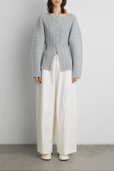 OTTOMAN RIBBED KNIT BUTTON FRONT TOP