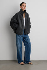 OVERSIZED FUNNEL NECK FLEECE JACKET