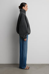 OVERSIZED FUNNEL NECK FLEECE JACKET
