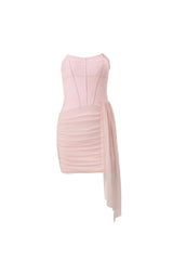 Strapless Pink Bodycon Dress with Train