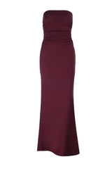 Strapless Burgundy Fitted Long Dress