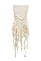 Pink Strapless Ruffle Summer Dress