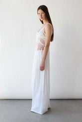 MACRAME DRESS WITH LONG TASSEL OVERLAY DETAIL