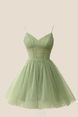 Straps Navy Blue Pleated A-line Homecoming Dress