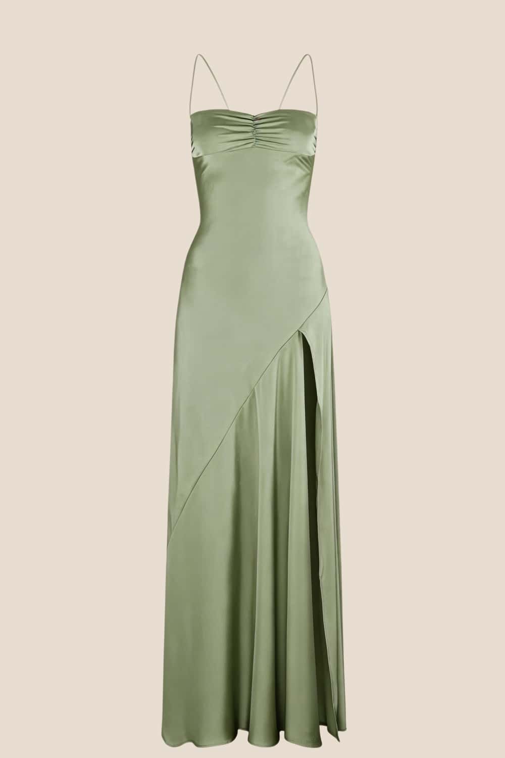 Straps Light Blue Soft Satin Long Dress