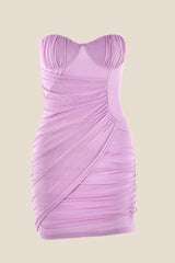 Sweetheart Purple Ruched Bodycon Short Dress