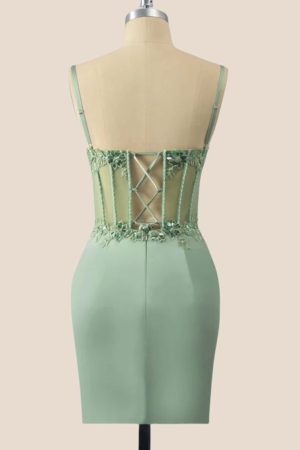 Straps Blue Appliques Ruched Tight Dress