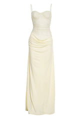 Straps Yellow Sheer Corset Long Dress