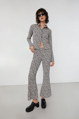FLORAL PLEATED FLARED PANT