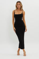 Sai Ribbed Knit Midi Dress Black