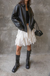 LACE RUFFLE MINI SKIRT