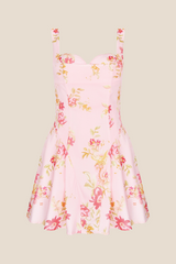 Straps Floral Print A-line Short Dress