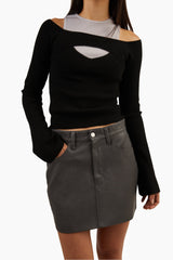 OFF SHOULDER SWEATER WITH CUTOUT