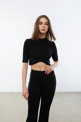 CROPPED MOCKNECK SWEATER