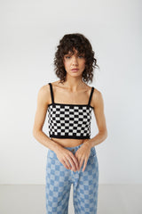CHECKERED CROPPED TANK