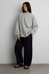 BRUSHED FLEECE STRIPED PULLOVER