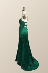 Straps Red Lace and Satin Mermaid Formal Dress
