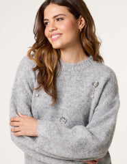 Flower Embellished Jumper