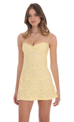Lace Floral Babydoll Dress in Yellow