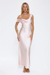 Glamorous Nights Satin Maxi Dress Pink