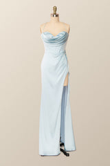 Straps Cowl Neck Green Mermaid Long Formal Dress