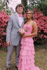 Straps Green Tiered A-line Long Dress with Bow