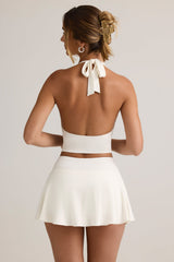 Modal Low-Rise Ruched Mini Skort in White