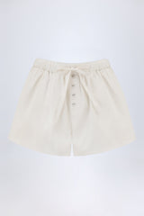 Mid-Rise Cotton-Poplin Shorts in White