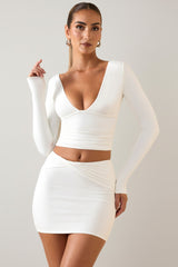 Modal Twist-Front Mid-Rise Mini Skirt in White