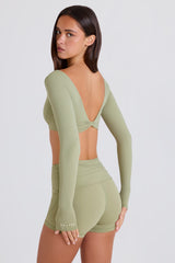 Long-Sleeve Crop Top in Matcha