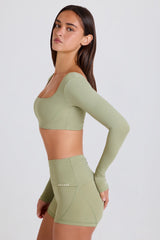 Long-Sleeve Crop Top in Matcha