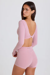 Long-Sleeve Crop Top in Mauve
