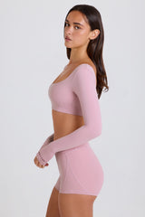 Long-Sleeve Crop Top in Mauve