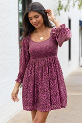 Evie Burgundy Animal Print Velvet Burnout Mini Dress FINAL SALE