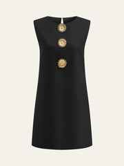 Metal Decor Sleeveless Mini Dress