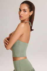 Modal Halterneck Top in Sage Green